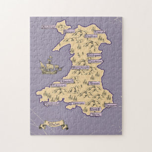 Illustrated Travel map of Wales Jigsaw Puzzle