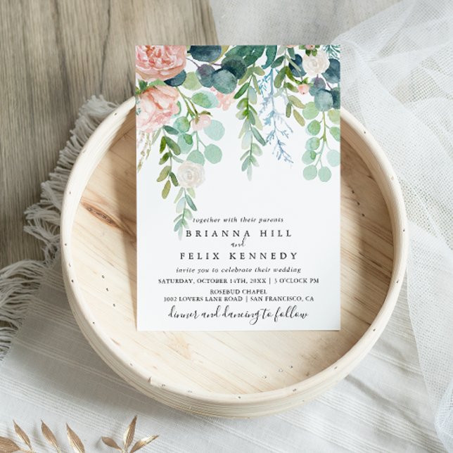 Illustrated Tropical Floral Artistic Wedding Invitation (Creator Uploaded)