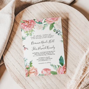 Illustrated Tropical Floral Formal Wedding Invitation