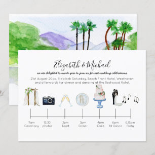 Illustrated Tropical Wedding Timeline Invitation
