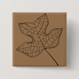Illustrated Tulip Tree Leaf 15 Cm Square Badge