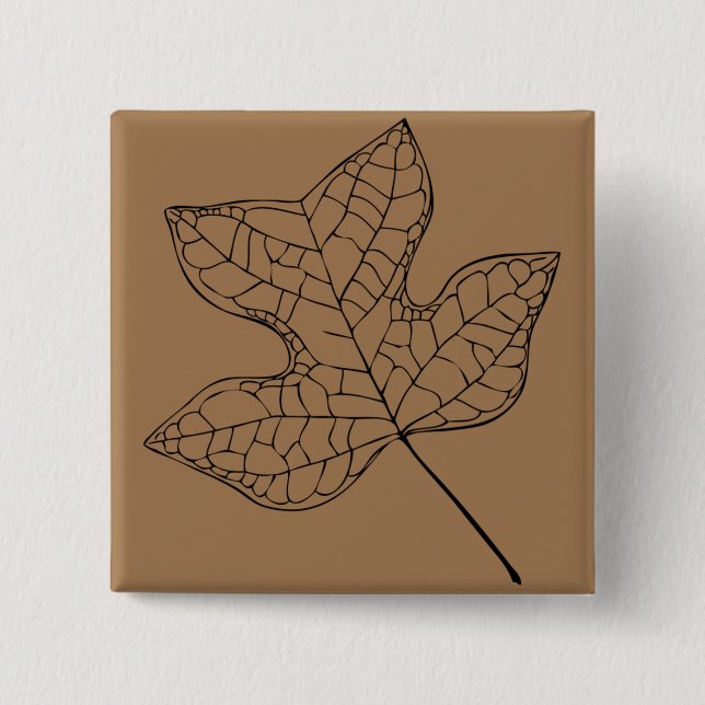 Illustrated Tulip Tree Leaf 15 Cm Square Badge (Front)