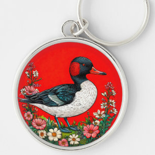 Illustrated vibrant duck key ring