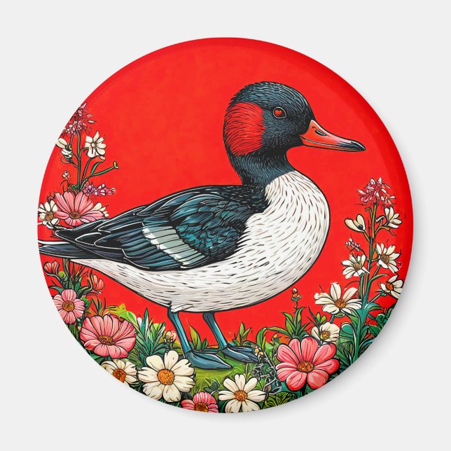 Illustrated vibrant duck magnet (Front)