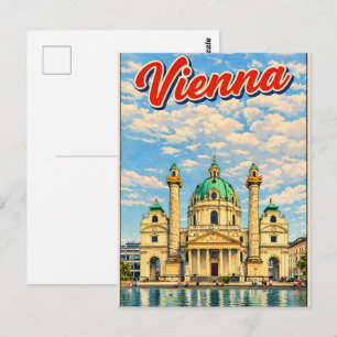 Illustrated Vienna city austria gifts  Postcard