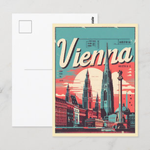 Illustrated Vienna city austria gifts  Postcard