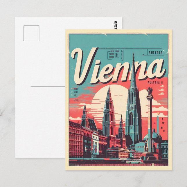 Illustrated Vienna city austria gifts  Postcard (Front/Back)