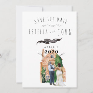 Illustrated Watercolor Black Couple Bride Groom Invitation