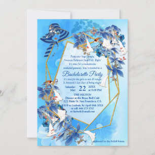 Illustrated Watercolor Moon-flower Bachelorette Invitation