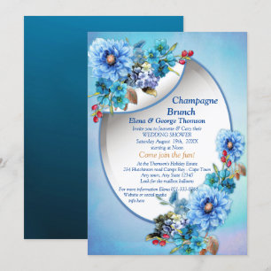 Illustrated Watercolor Moon flower Couple Shower Invitation