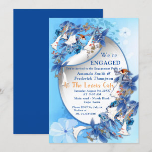 Illustrated  Watercolor  Moon-flower Engagement Invitation