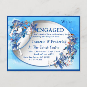 Illustrated  Watercolor  Moon-flower Engagement Invitation Postcard