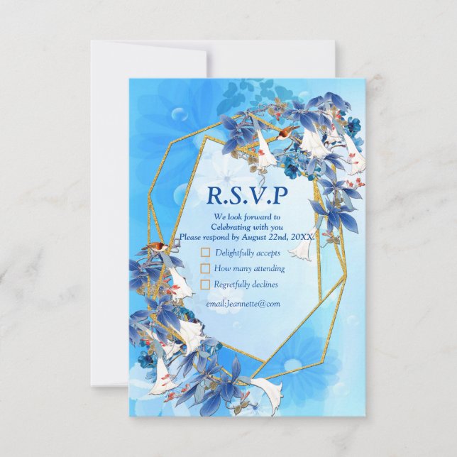 Illustrated  Watercolor  Moon flower RSVP Card (Front)