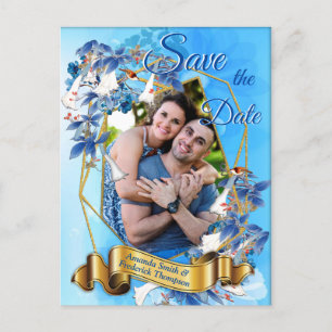 Illustrated  Watercolor  Moon-flower Save the date Announcement Postcard