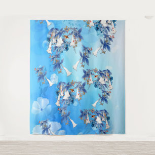 Illustrated Watercolor Moon-flower Tapestry