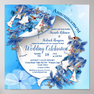 Illustrated Watercolor Moon-flower Wedding Poster