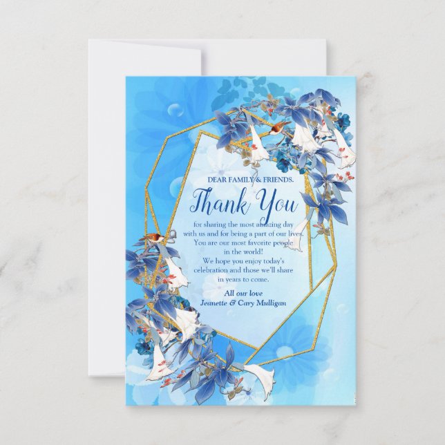 Illustrated Watercolor Moon-flowers Thank You Card (Front)