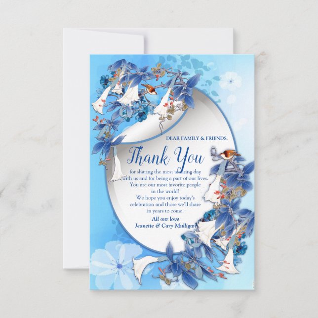 Illustrated Watercolor Moon-flowers Thank You RSVP Card (Front)