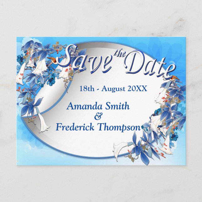 Illustrated  Watercolor  Moonflower Save the Dates Announcement Postcard (Front)