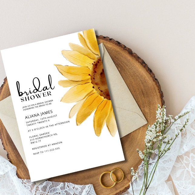 Illustrated Watercolor Sunflower bridal shower  Invitation (Creator Uploaded)