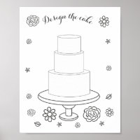 Illustrated Wedding Colouring Activity Cake Page