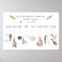 Illustrated Wedding Itinerary Timeline Welcome