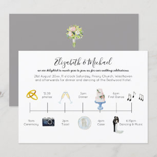 Illustrated Wedding Timeline Invitation Icons Fun