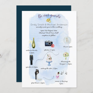 Illustrated Wedding Timeline Program Itinerary Invitation