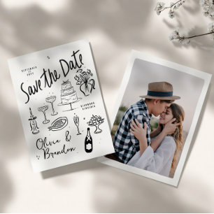 Illustrated Whimsical Hand-Drawn Wedding Save The Date