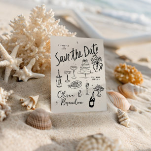 Illustrated Whimsical Hand-Drawn Wedding Save The Date