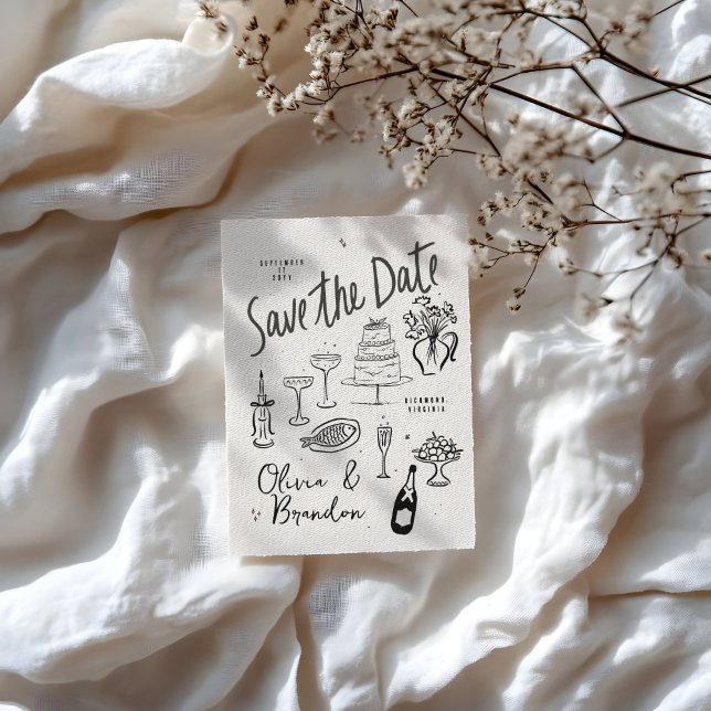 Illustrated Whimsical Hand-Drawn Wedding Save The Date (Creator Uploaded)