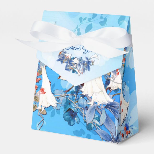 Illustrated  White Watercolor Moon flower Favour Box (Front Side)