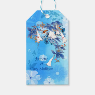 Illustrated White Watercolor Moon flower Gift Tag