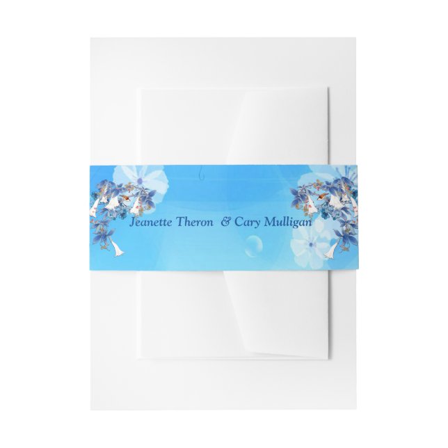 Illustrated  White Watercolor Moon flower Invitation Belly Band (Front Example)