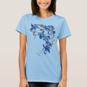 Illustrated White Watercolor Moon flower T-Shirt