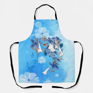 Illustrated  White Watercolor Moonflower  Apron