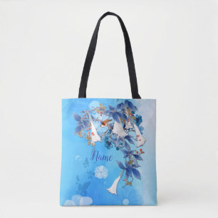 Illustrated White Watercolor Moonflower Tote Bag