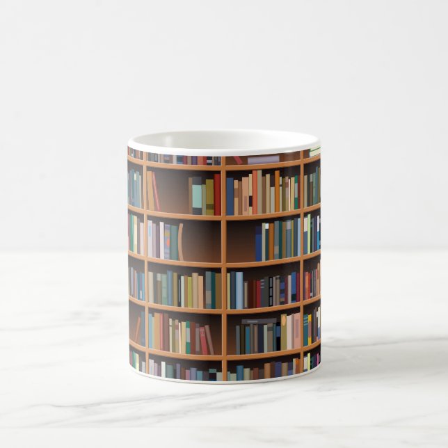 Illustrated Wide Bookshelf Coffee Mug (Center)