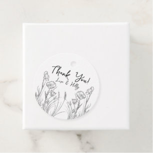 Illustrated Wildflowers Wedding Invitations Favour Tags