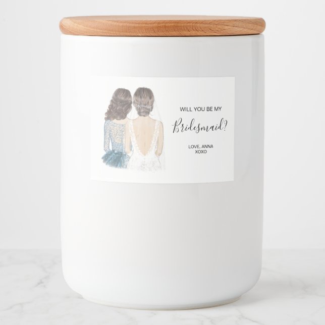 Illustrated will you be my bridesmaid candle label (Front)