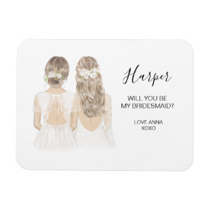 Illustrated Will you be my bridesmaid magnet