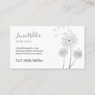 Illustrated Wind Blown Flowers Business Card