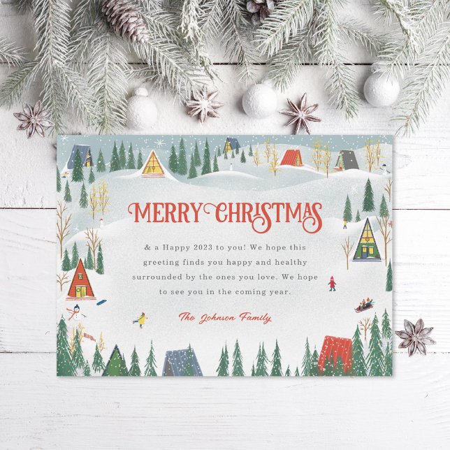 Illustrated Winter Scene Photo Back Holiday Card (Creator Uploaded)