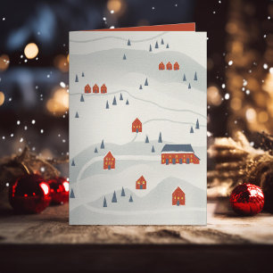 Illustrated Winter Village Holiday Card