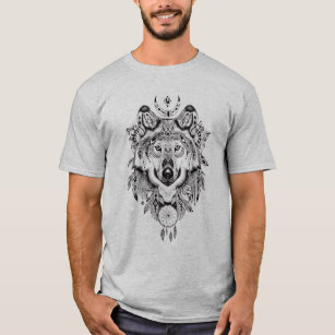 Illustrated Wolf Dream catcher T-Shirt