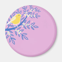 Illustrated Yellow Bird on a Pink Background
