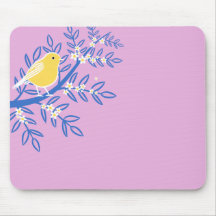 Illustrated Yellow Bird on a Pink Background