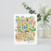 Illustrated Yellow Travel Map Kuala Lumpur Postcard (Standing Front)