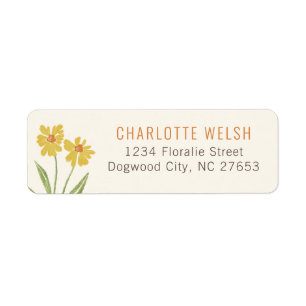Illustrated Yellow Wildflower Return Address