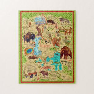 Illustrated Yellowstone Park Map Jigsaw Puzzle